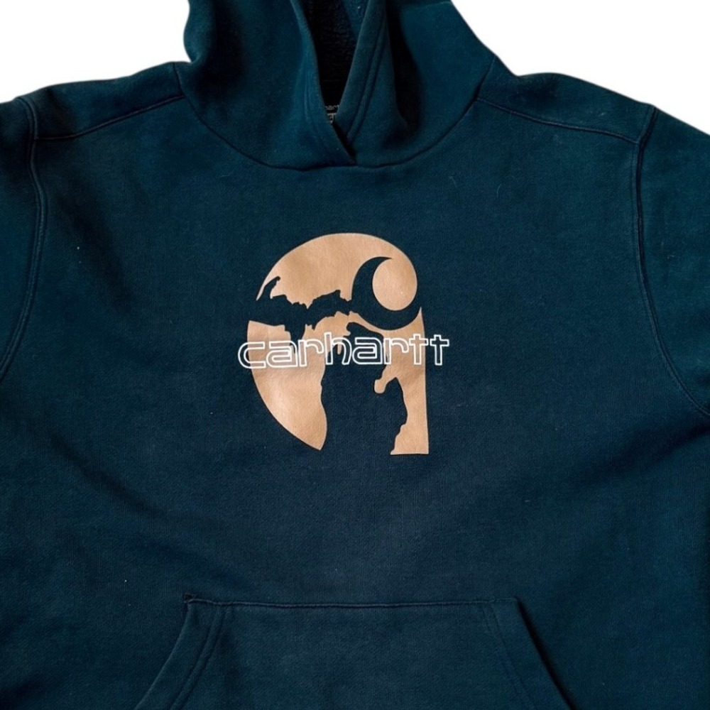 Carhartt Boys Black Sleeve Logo Graphic Hoodie Pullover Size Large 14-16